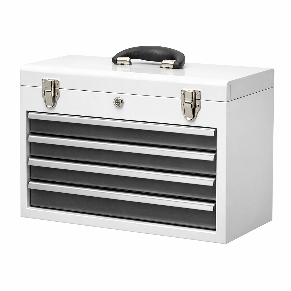 Werkzeugkiste Metall Weiß Grau mit 5 Schubladen 52x22x37 cm-HOMECHARMZ