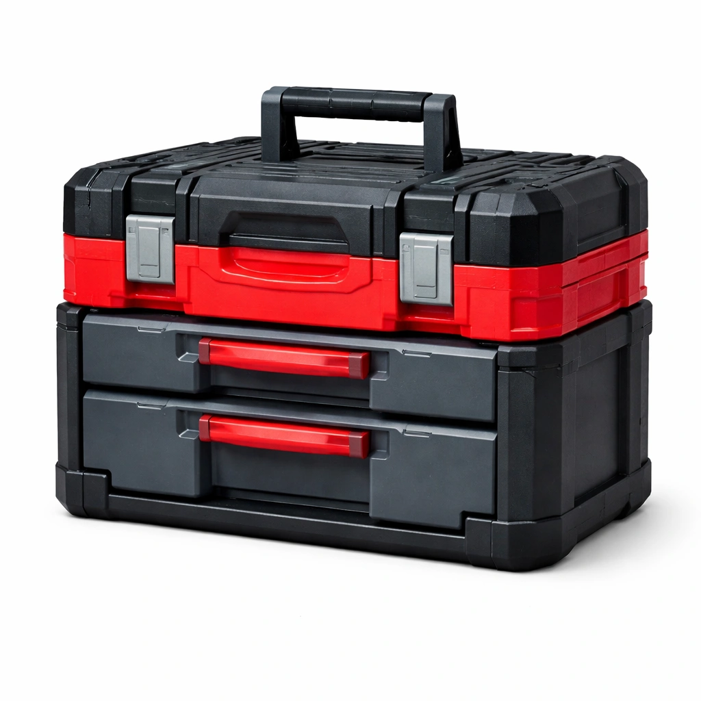 Werkzeugkiste Polypropylen Rot Schwarz mit Schubladen-HOMECHARMZ