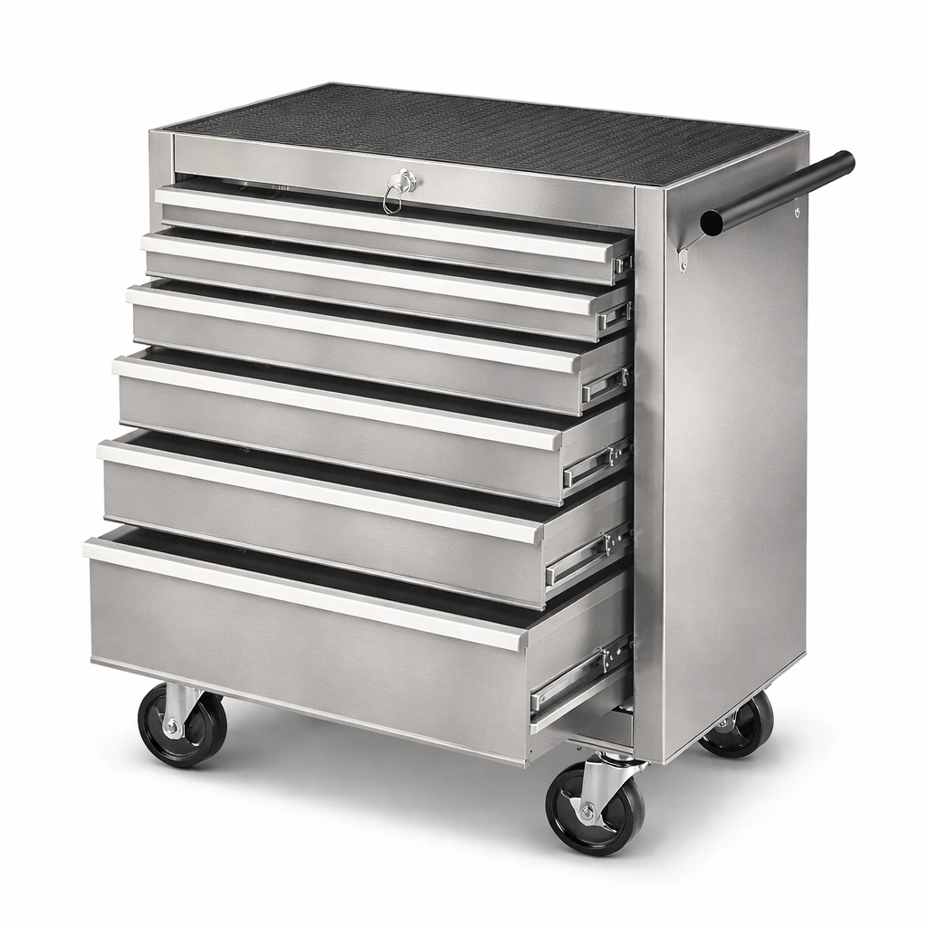 Werkzeugwagen Edelstahl mit 7 Schubladen-HOMECHARMZ