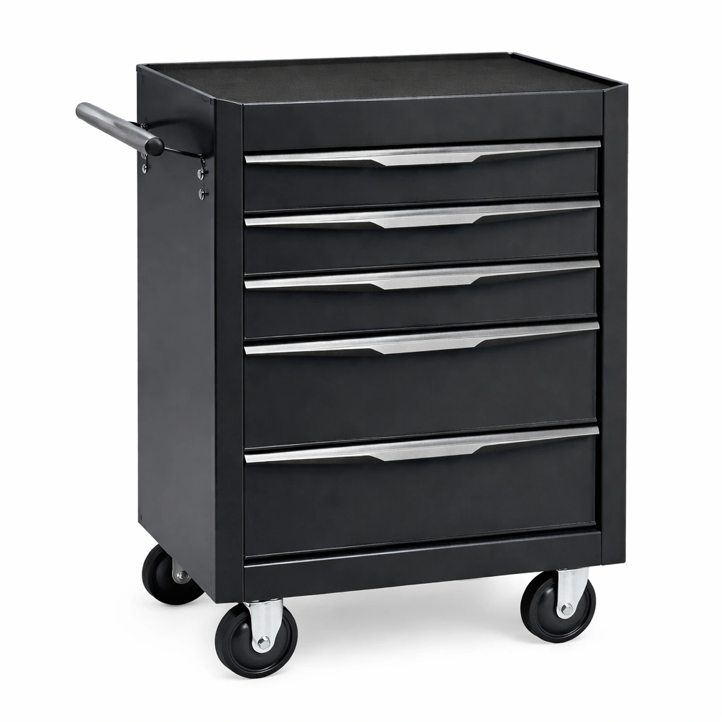 Werkzeugwagen Stahl Schwarz mit 5 Schubladen-HOMECHARMZ