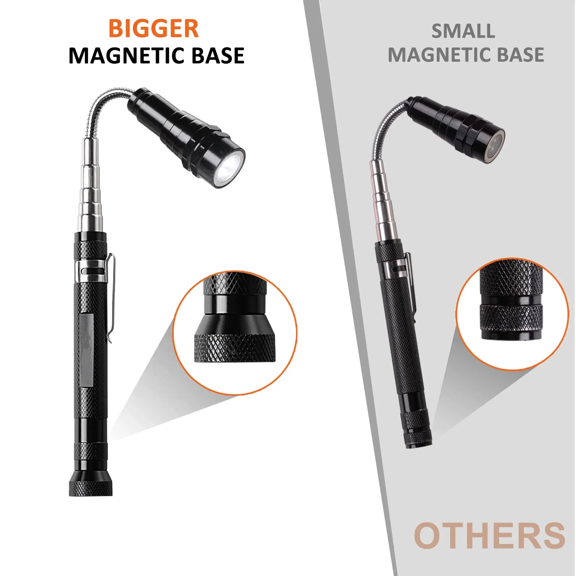 Extendable Magnetic Flashlight – LED Telescoping Magnet Pickup Tool