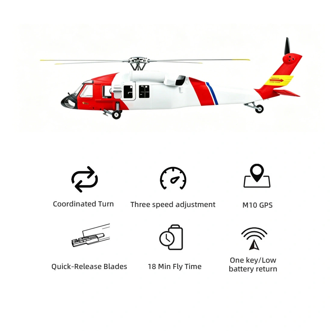 470‑Class Scale Military Helicopter – 6CH with GPS Auto Return