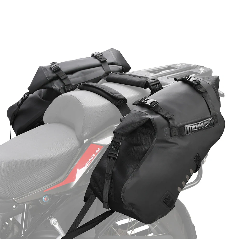 Waterproof Motorcycle Pannier Side Bag Set (18L / 28L / 48L Options) – Rackless Adventure Touring Saddlebags