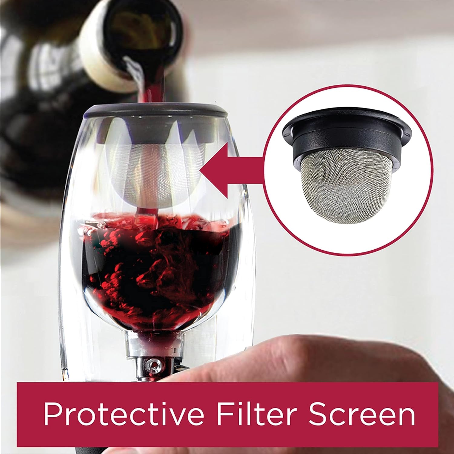 Red wine decanter with anti-drip base