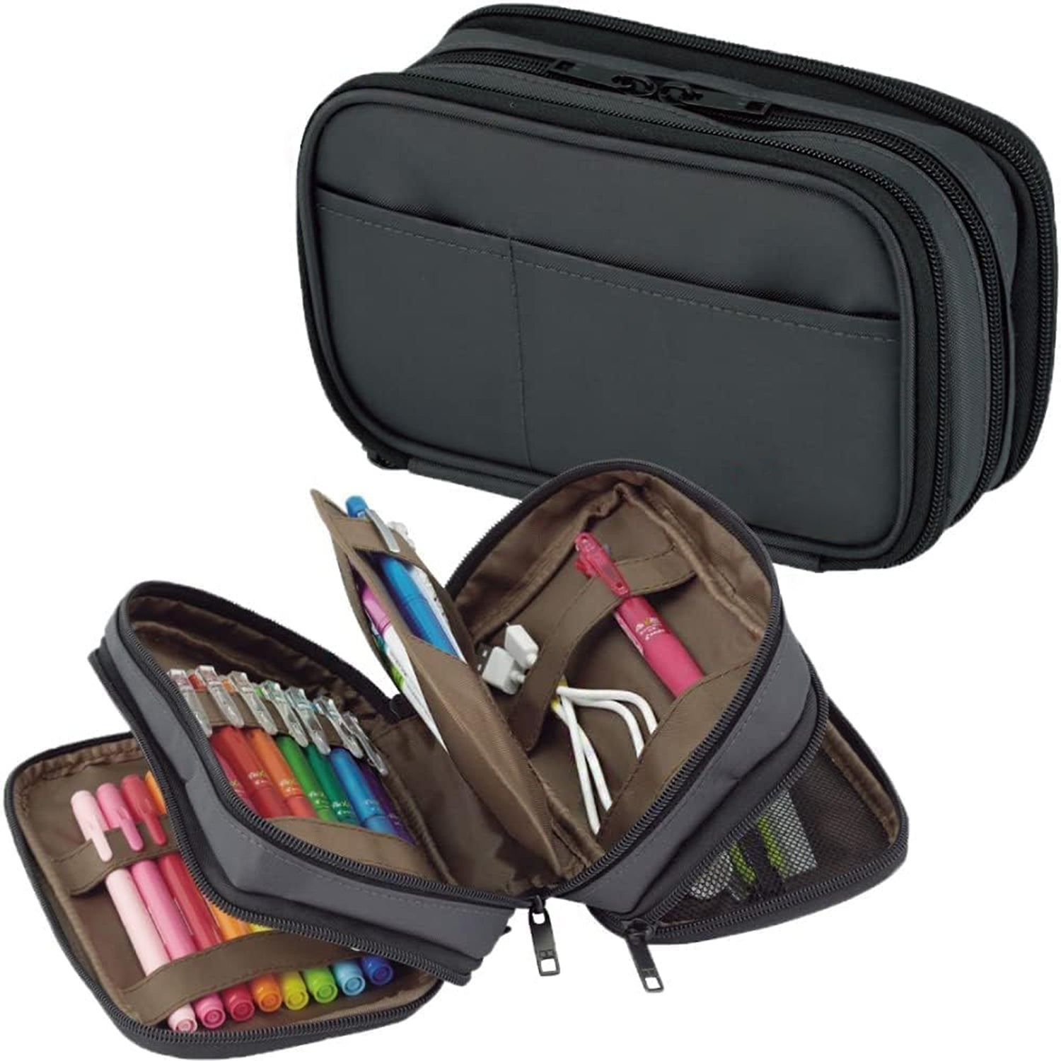 Triple-Zipper Book-Style Pencil Case – Large Capacity Organizer for Stationery, Travel & Daily Essentials