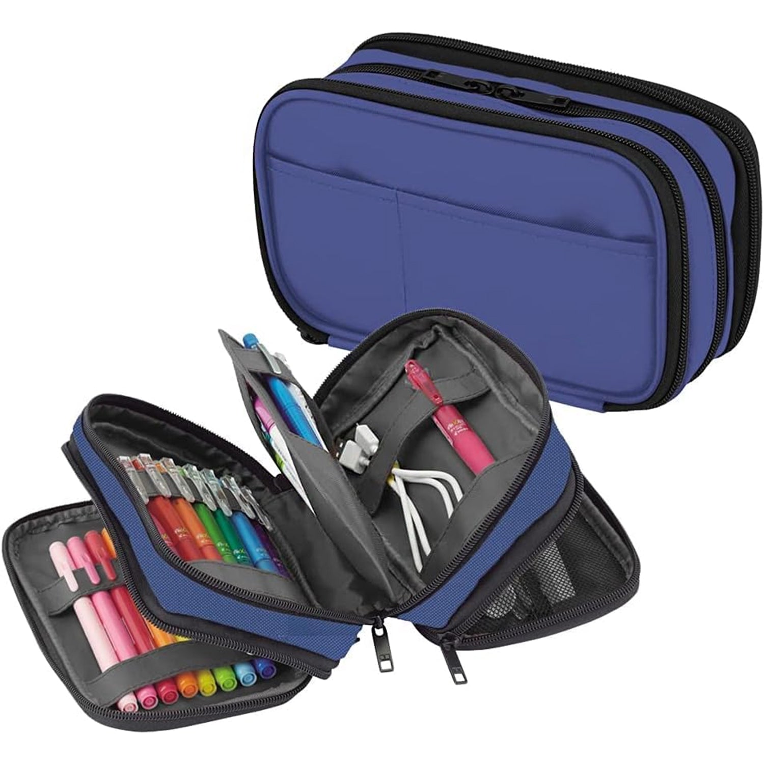 Triple-Zipper Book-Style Pencil Case – Large Capacity Organizer for Stationery, Travel & Daily Essentials