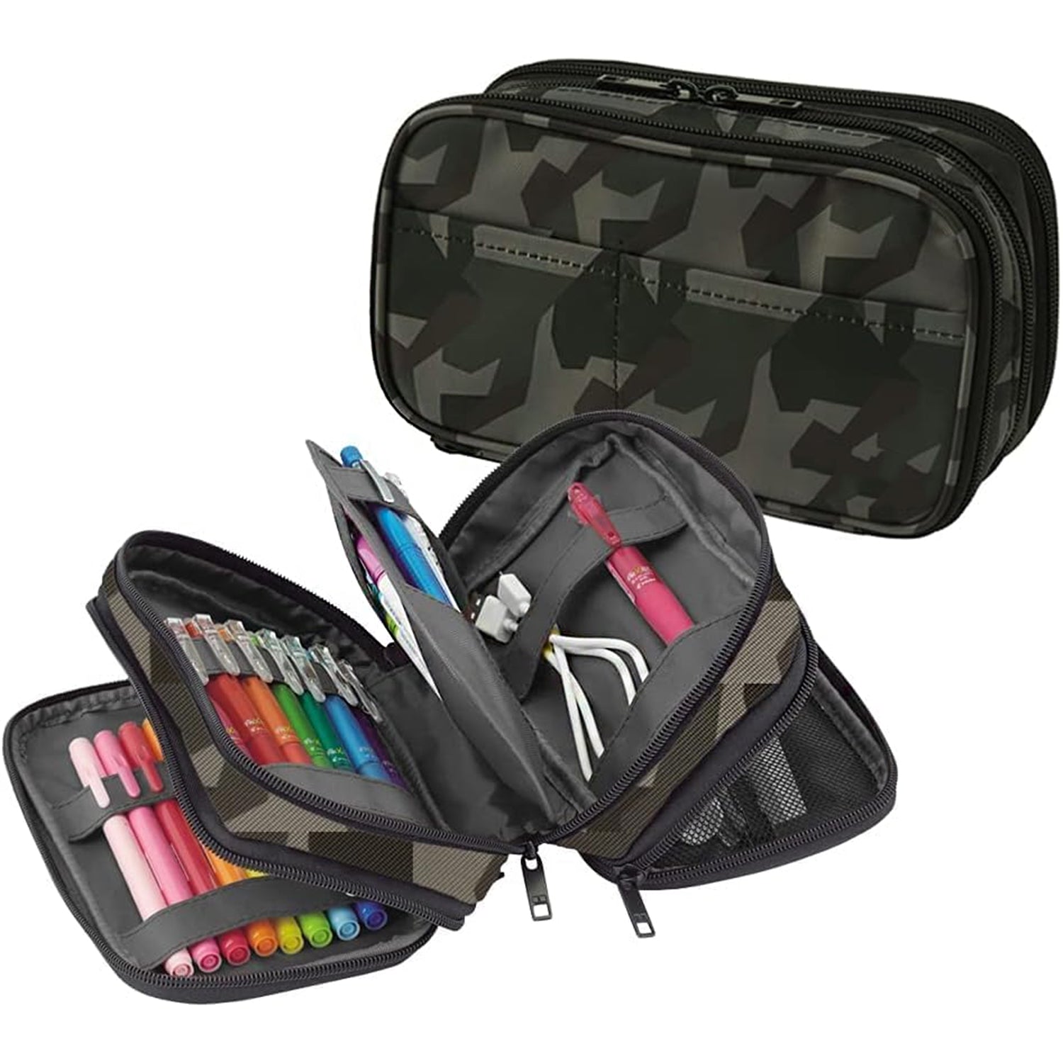 Triple-Zipper Book-Style Pencil Case – Large Capacity Organizer for Stationery, Travel & Daily Essentials