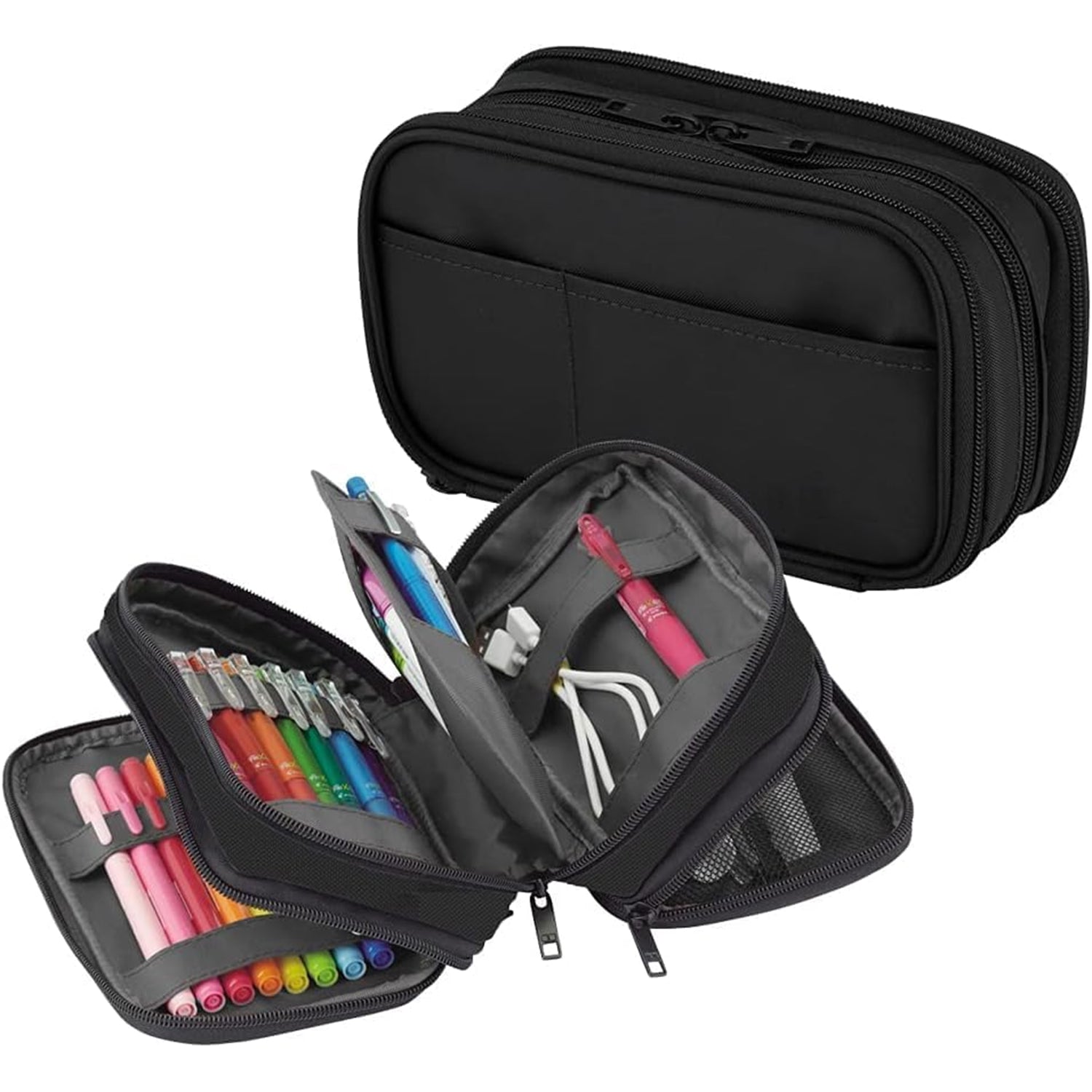 Triple-Zipper Book-Style Pencil Case – Large Capacity Organizer for Stationery, Travel & Daily Essentials