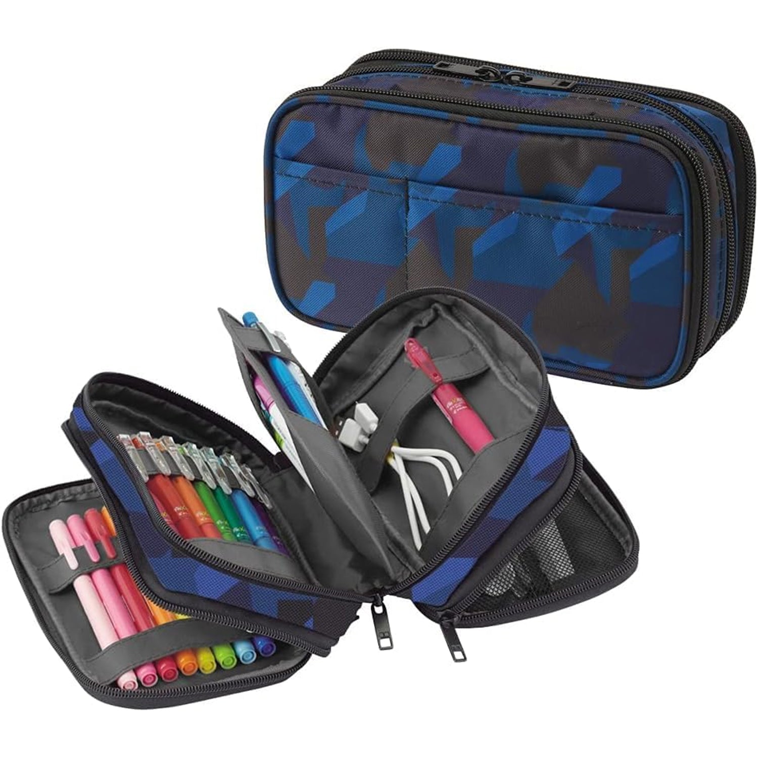 Triple-Zipper Book-Style Pencil Case – Large Capacity Organizer for Stationery, Travel & Daily Essentials