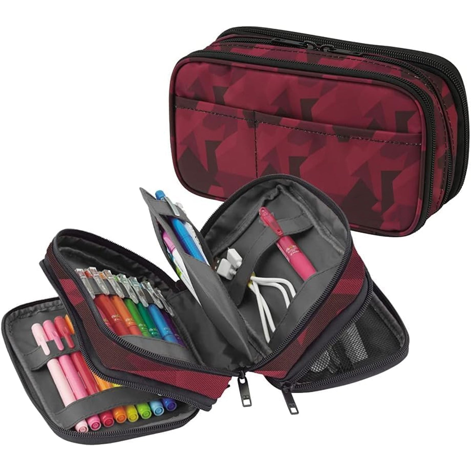 Triple-Zipper Book-Style Pencil Case – Large Capacity Organizer for Stationery, Travel & Daily Essentials