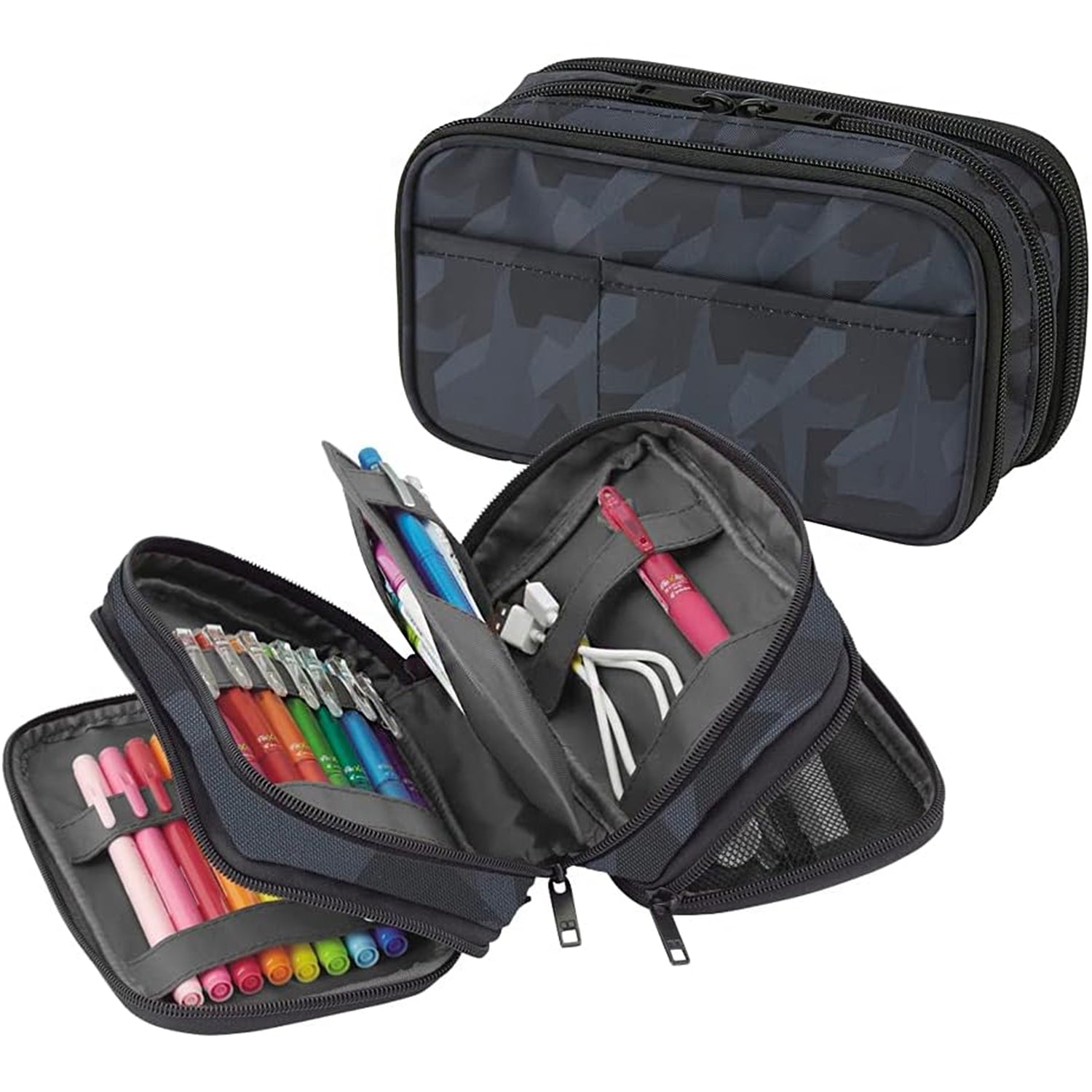 Triple-Zipper Book-Style Pencil Case – Large Capacity Organizer for Stationery, Travel & Daily Essentials