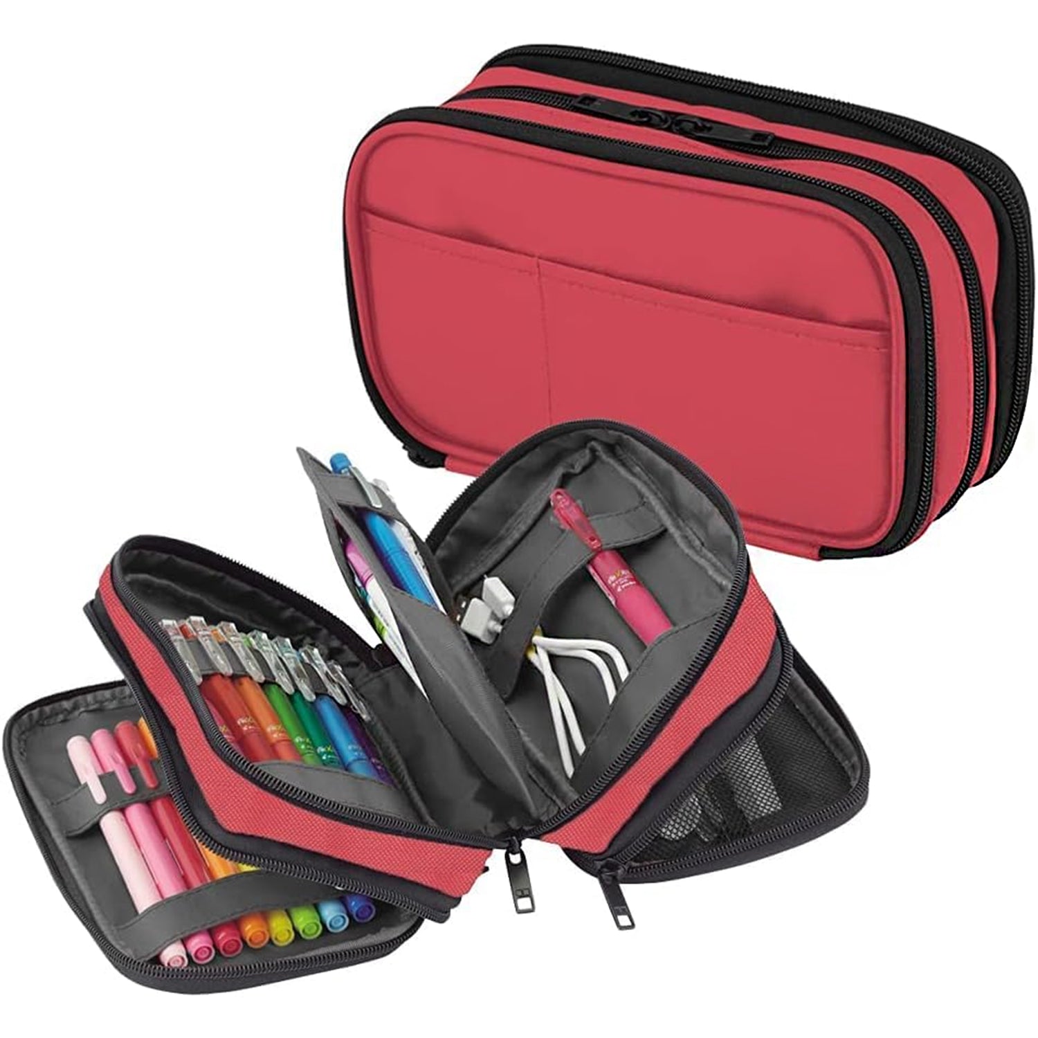 Triple-Zipper Book-Style Pencil Case – Large Capacity Organizer for Stationery, Travel & Daily Essentials