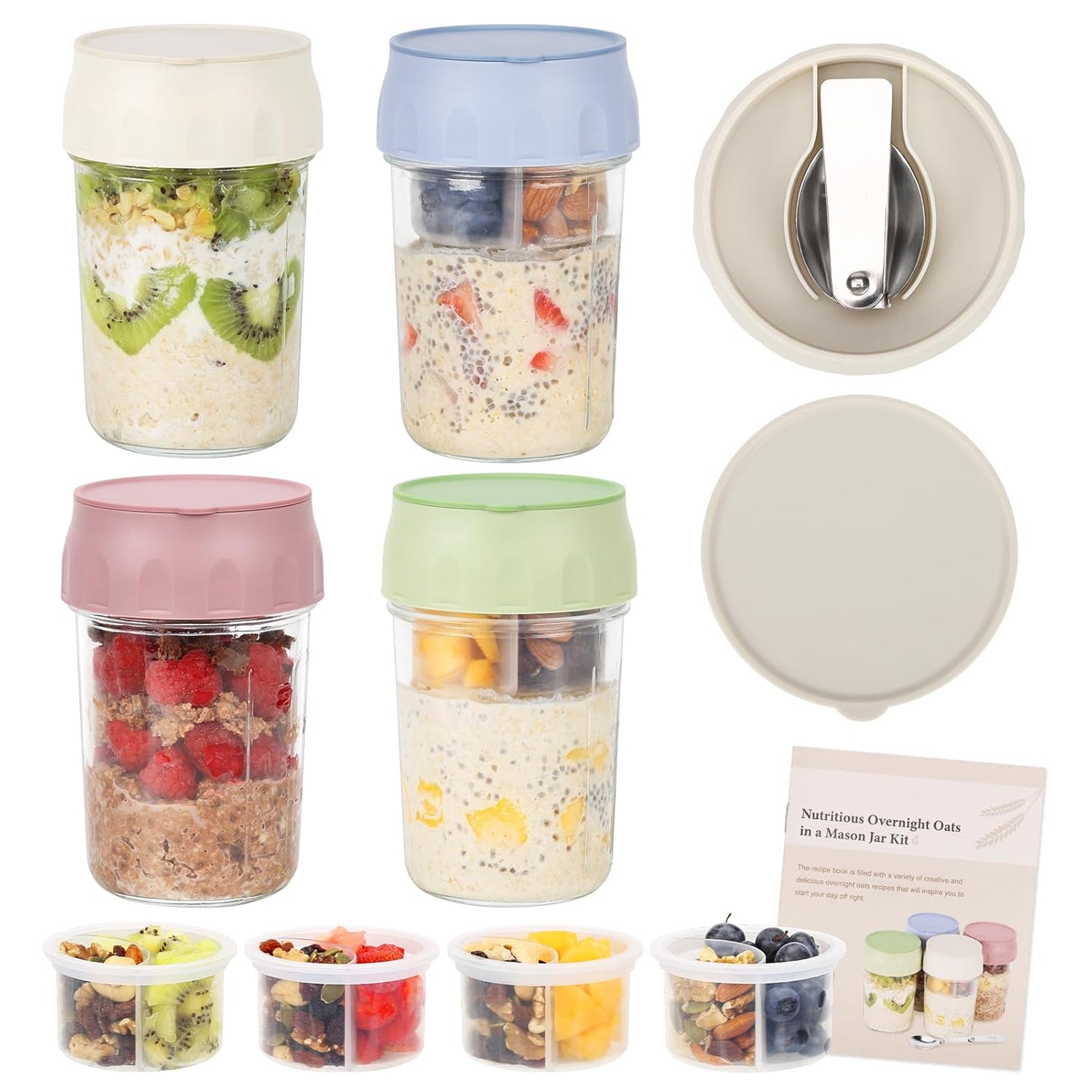 Overnight oatmeal container with lid