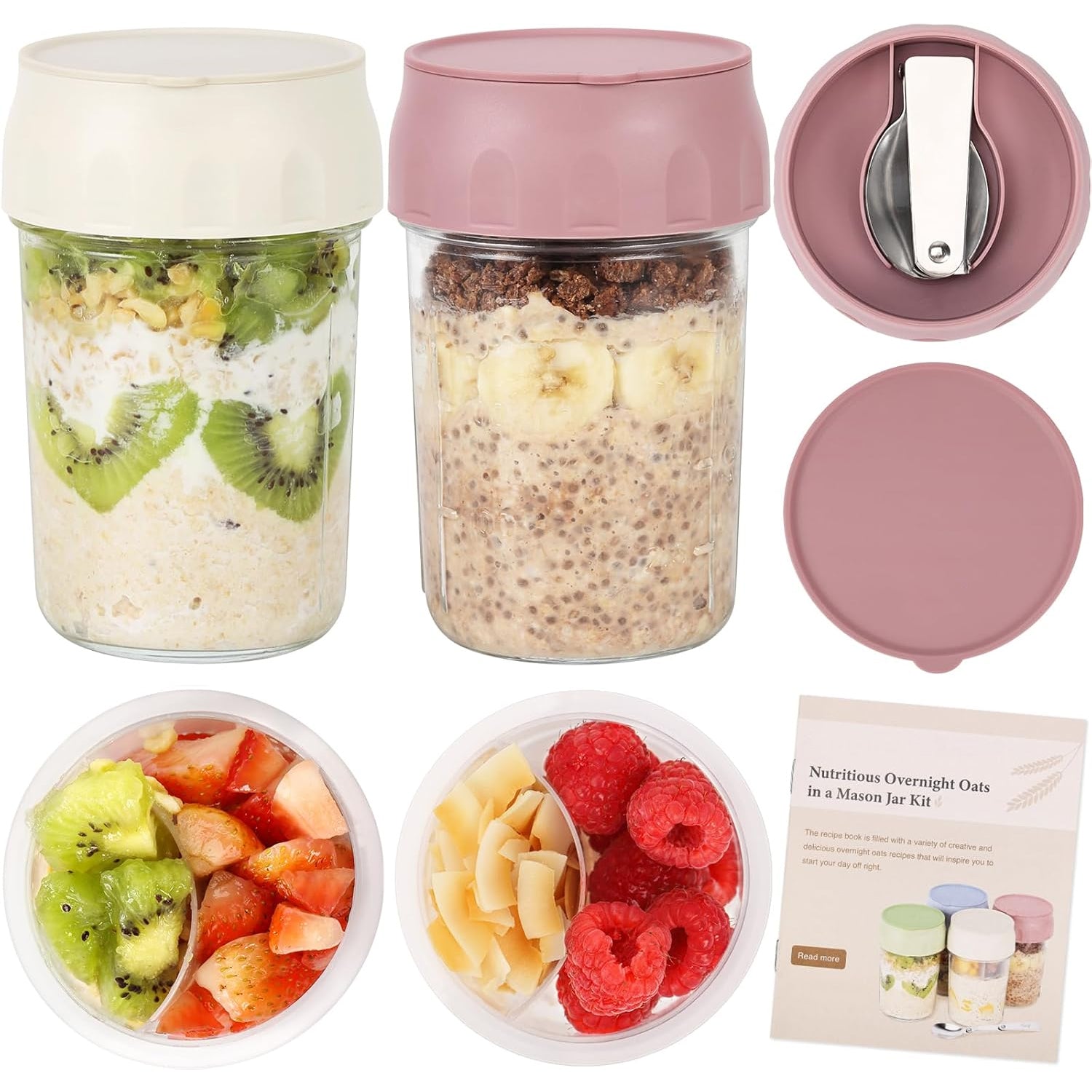 Overnight oatmeal container with lid