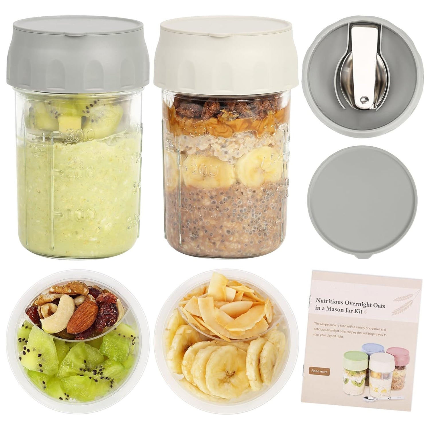 Overnight oatmeal container with lid