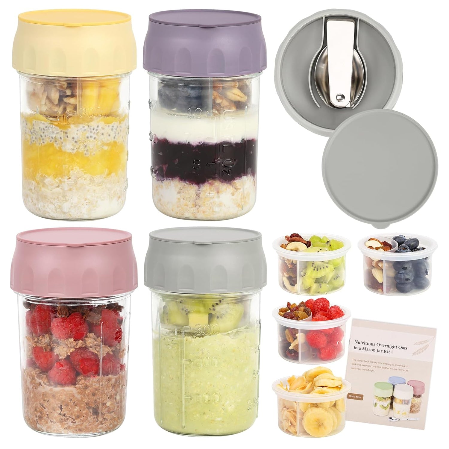 Overnight oatmeal container with lid