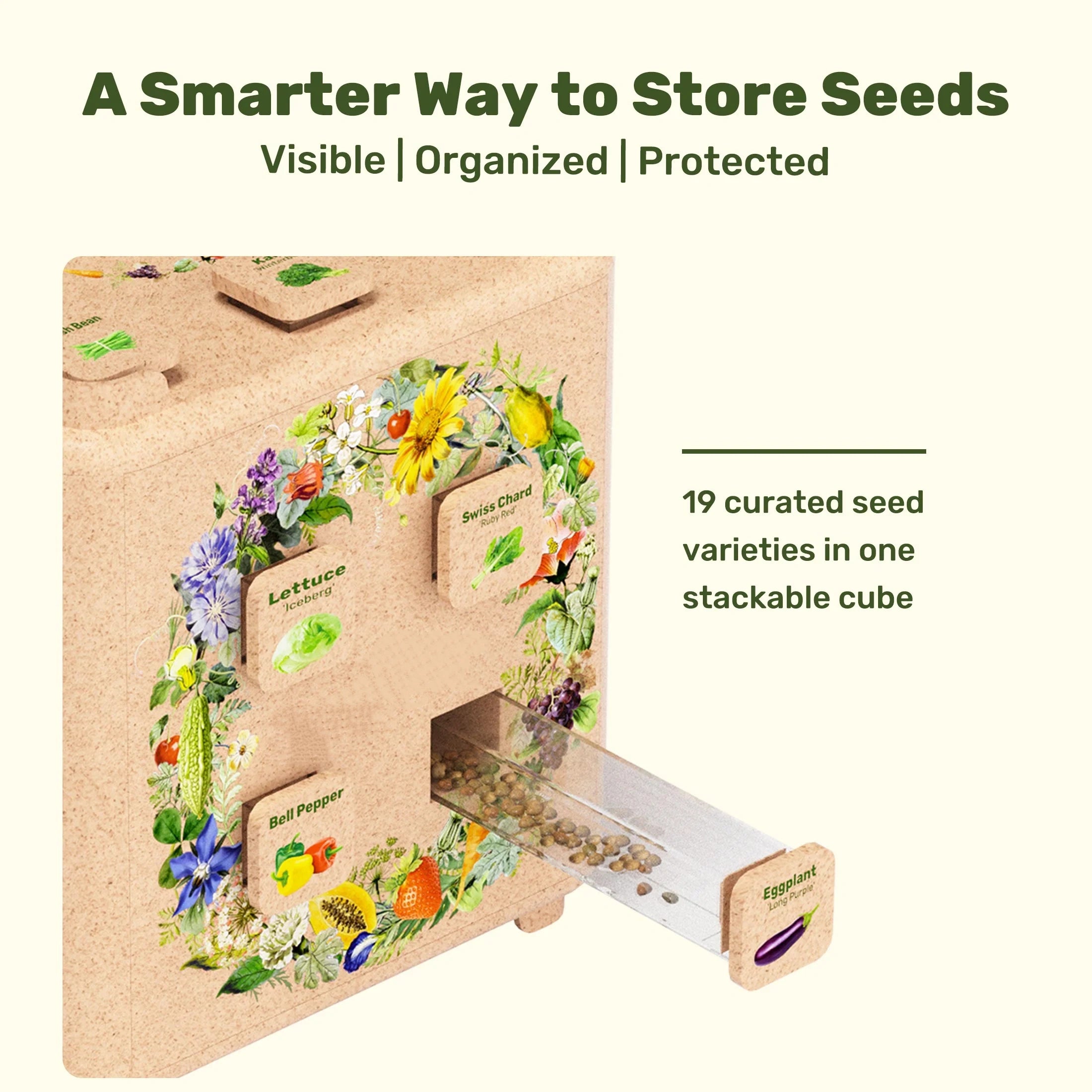 Modular Seed Storage System – 38 Varieties of Vegetable & Herb Seeds with Stackable Tubes