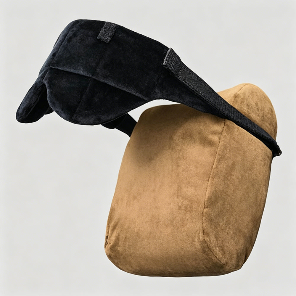Travel Pillow with Eye Mask – Seat-Attached Support, Light Blocking, Travel Sleep Comfort