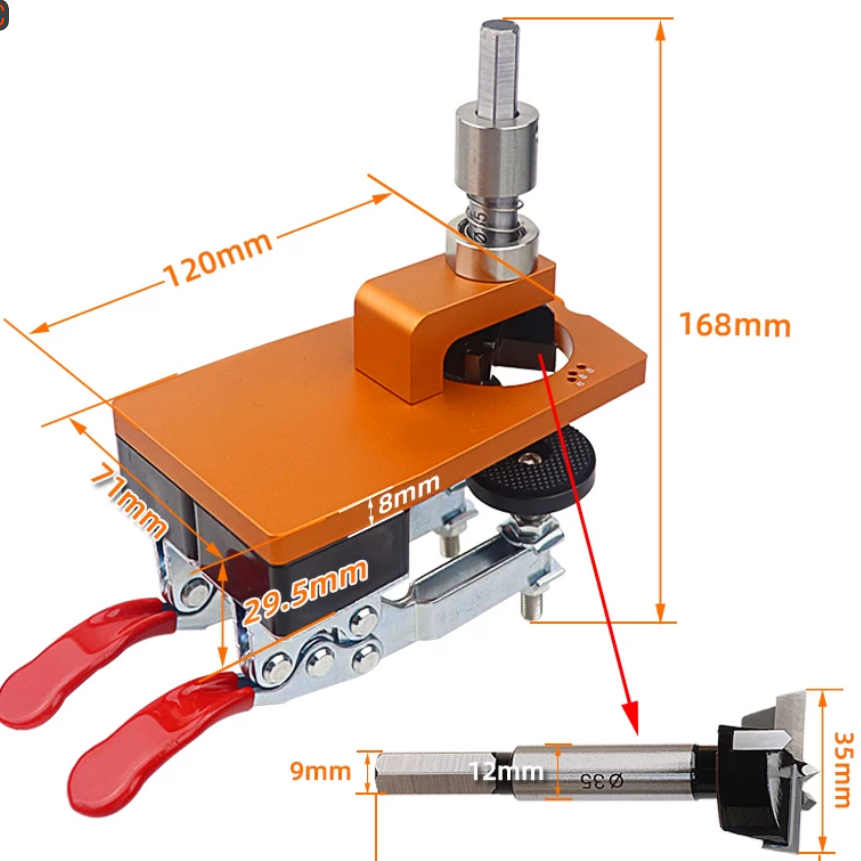 35mm Double-Clamp Hinge Drilling Jig