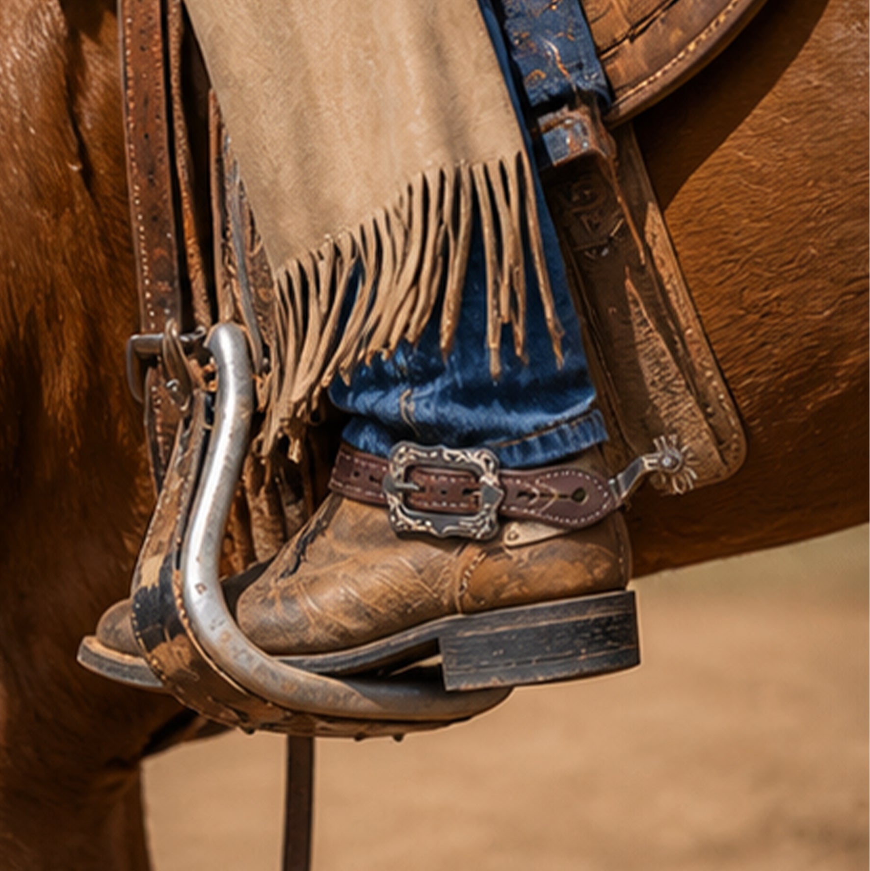 Oil-tanned leather spur belt