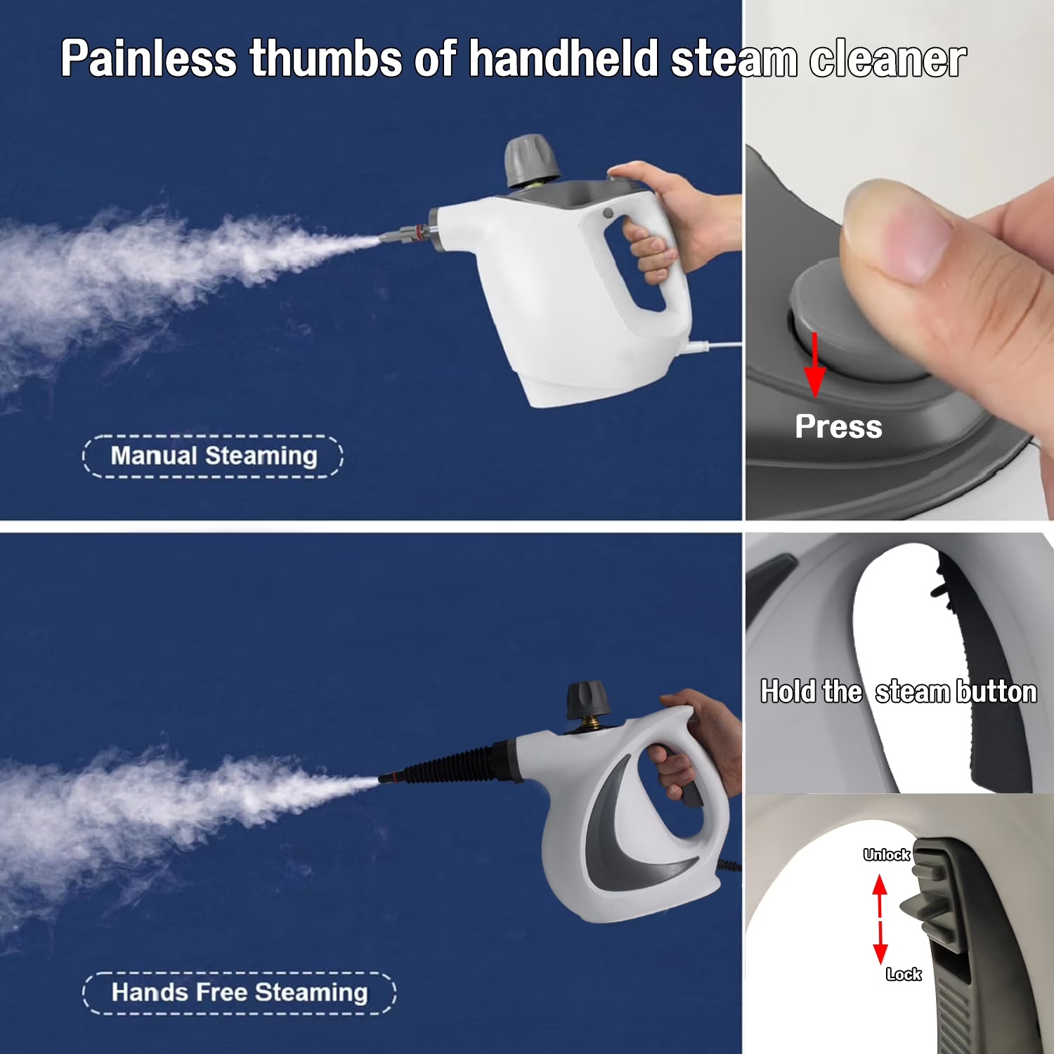 Chemical‑Free Handheld Steam Cleaner – 230°F Power, No Scrubbing