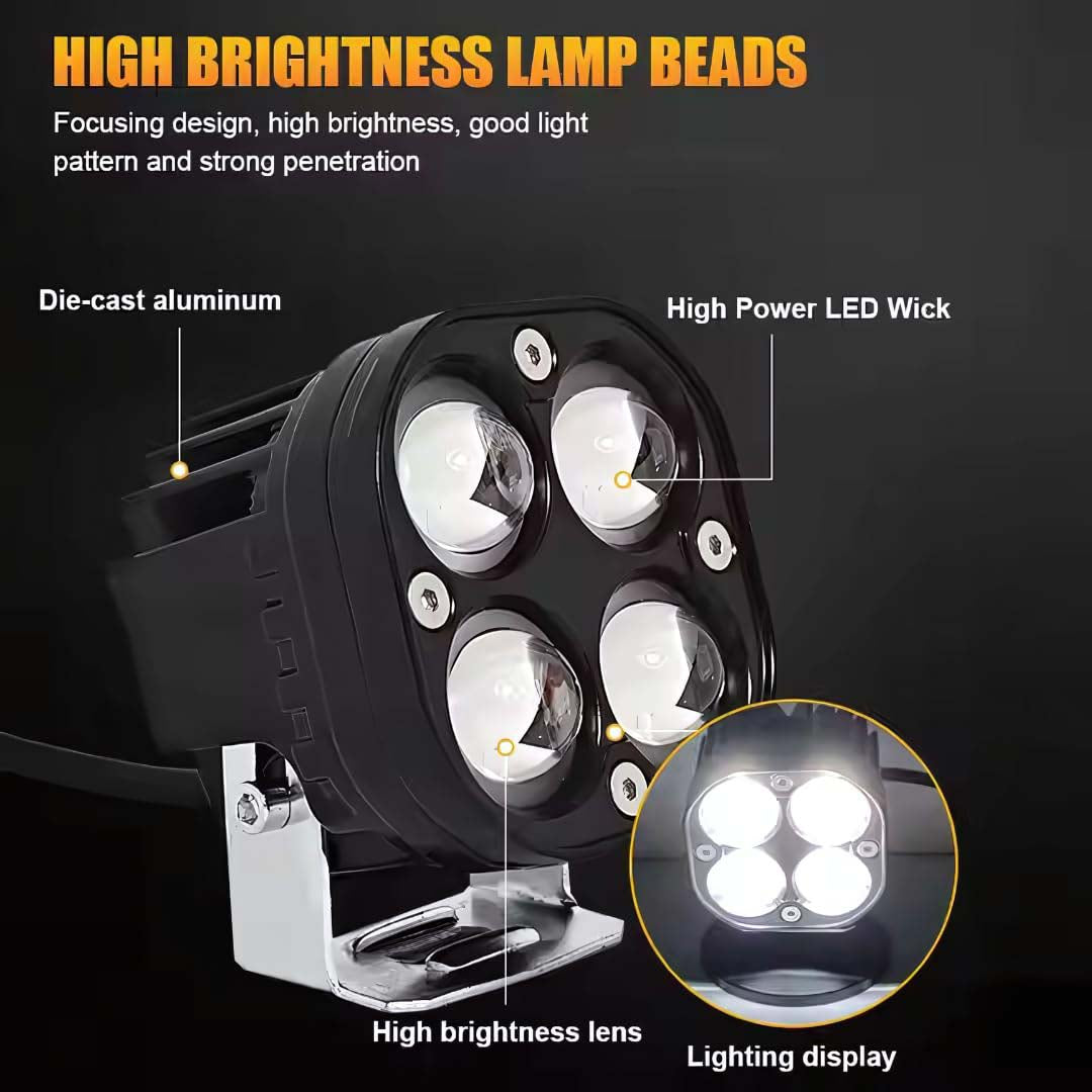 Wiring Kit: 4 LED Fog Lights — High-Brightness Dual-Color (Yellow/White) Fog Lights