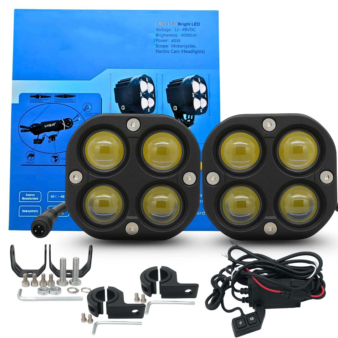 Wiring Kit: 4 LED Fog Lights — High-Brightness Dual-Color (Yellow/White) Fog Lights