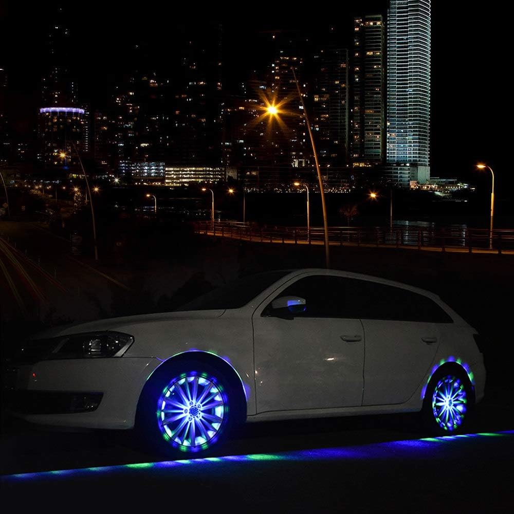 Car Wheel Hub LED Light – Waterproof Solar Powered Flashing Tire Decoration