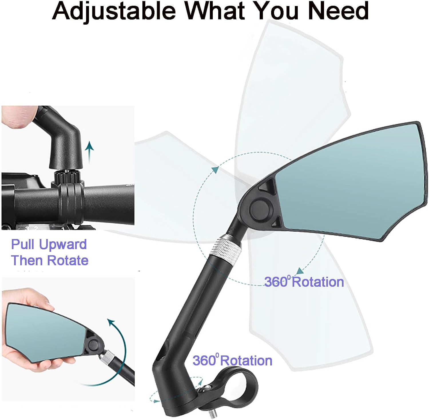 Bike Mirror – 360° Rotating Rearview Anti-Glare Lens