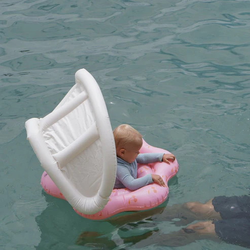 Baby Swim Ring with Canopy – Soft Seat & Headrest, for Toddlers 1+ (24‑33 lbs)