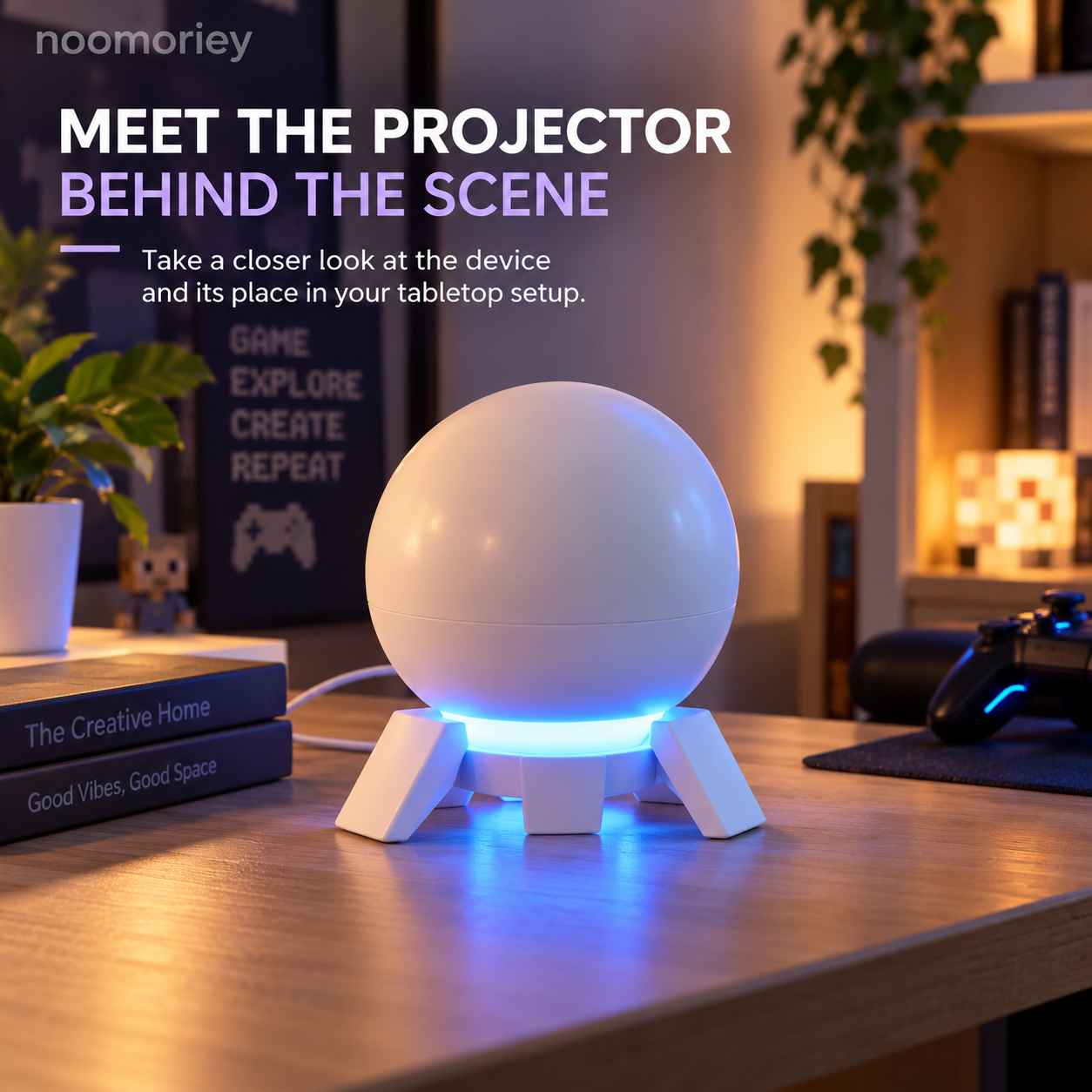 Pixel Fantasy Scene Projector device displayed on a side table in a cozy room