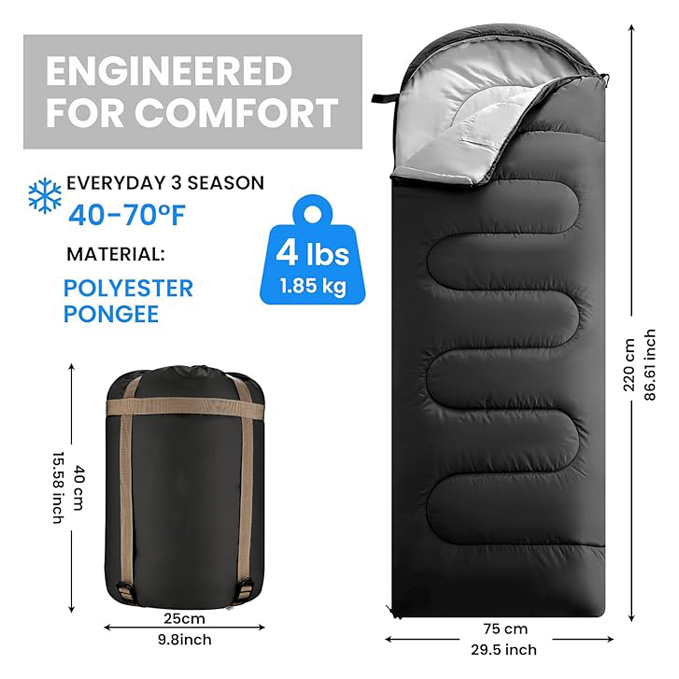 Sleeping bags for adults, teenagers, and children, with compression bags