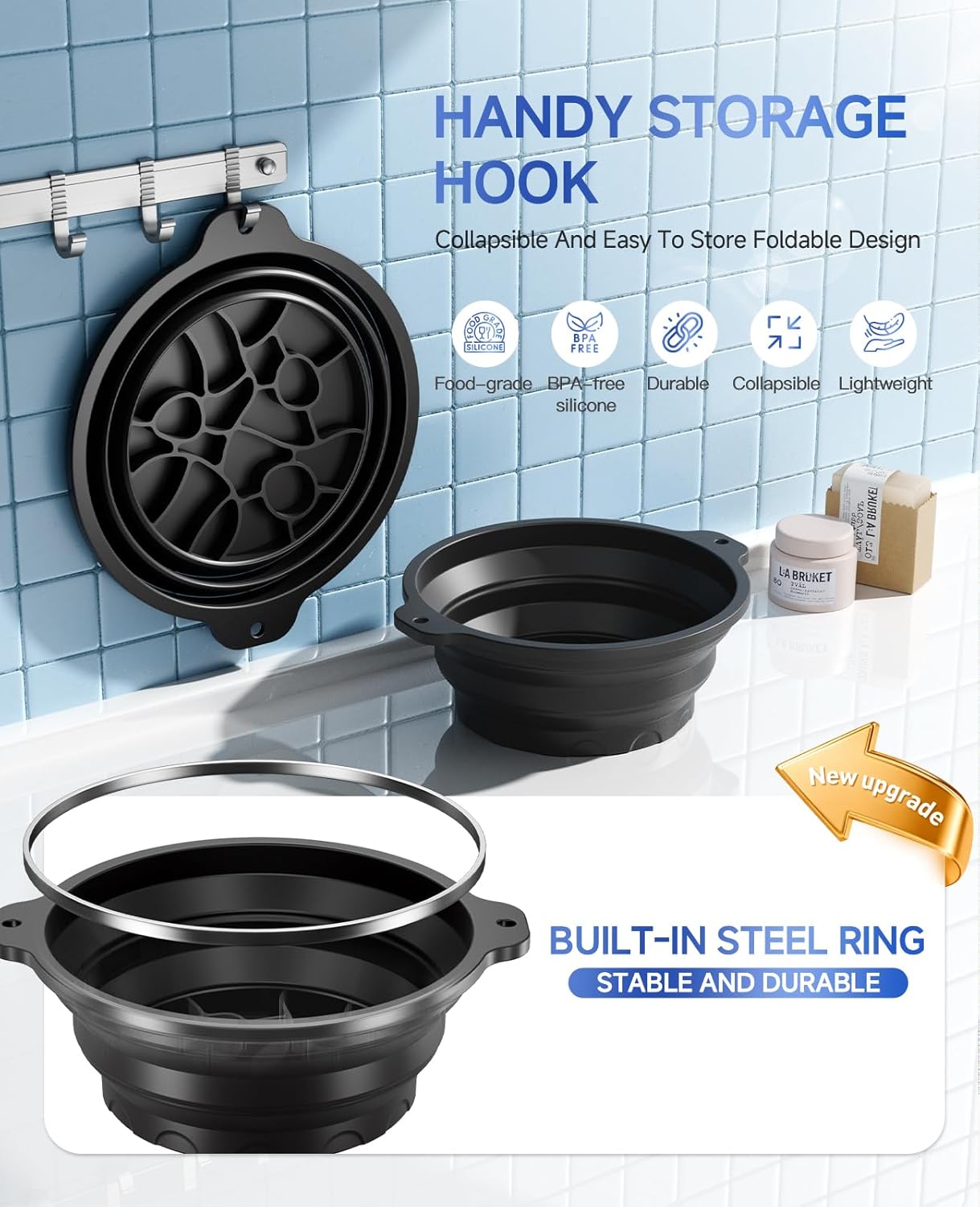 ce compress basin with built-in ice tray – collapsible silicone bowl
