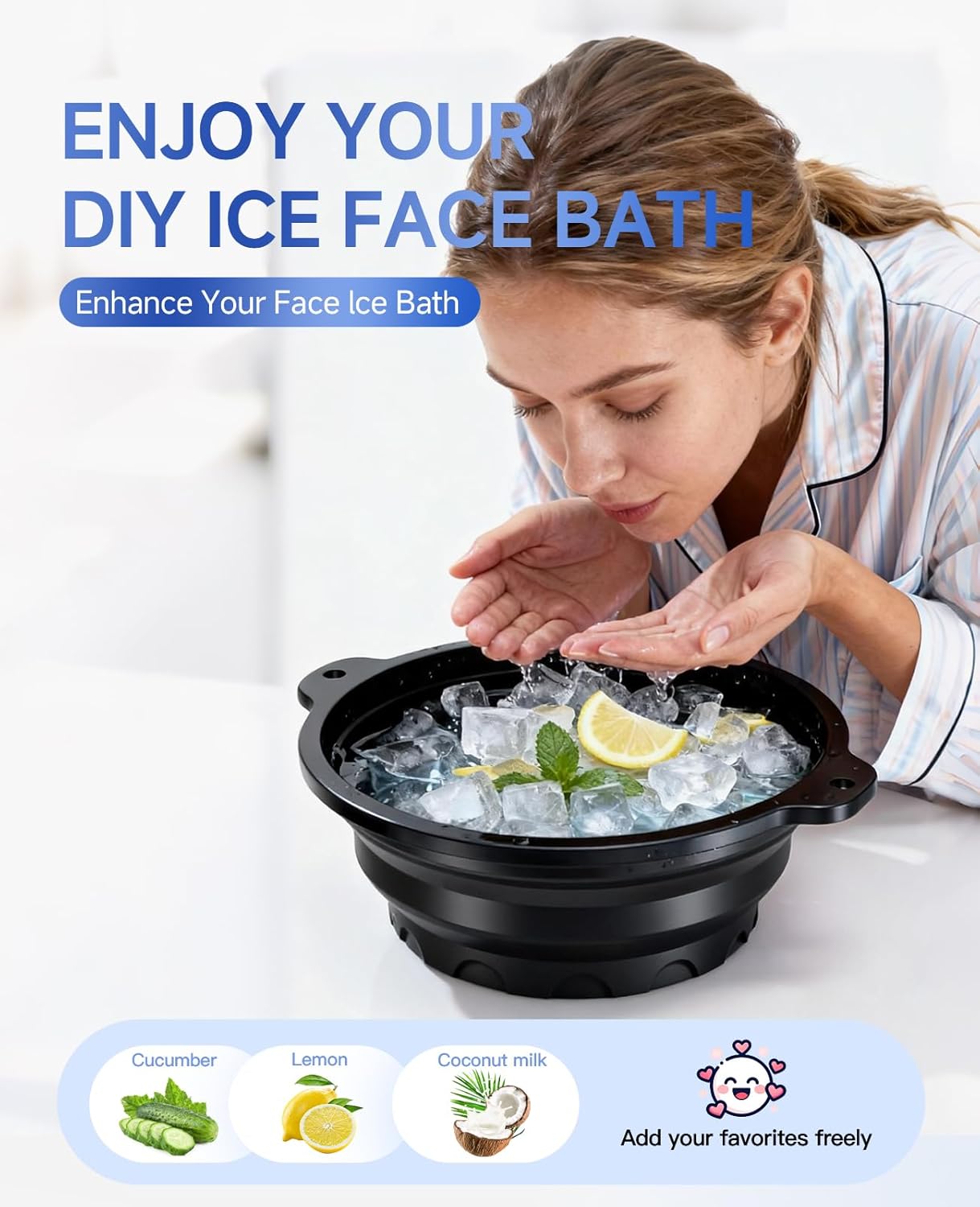 ce compress basin with built-in ice tray – collapsible silicone bowl