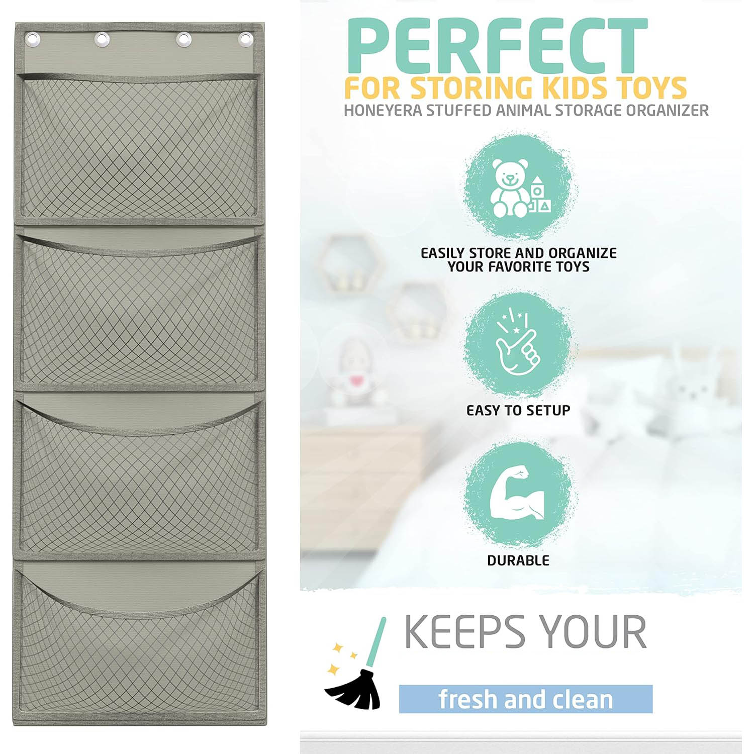 The Original Stuffed Animal Storage – Over Door Organizer for Stuffies
