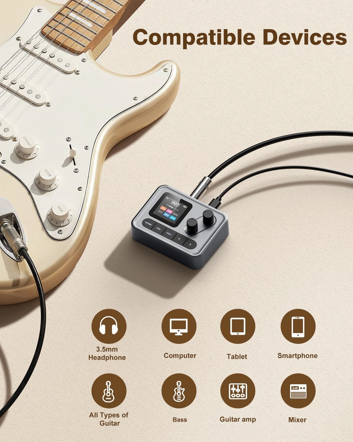 Portable Guitar Tone Machine-80 Presets, Amp Simulation & Recording Effects In Your Pocket