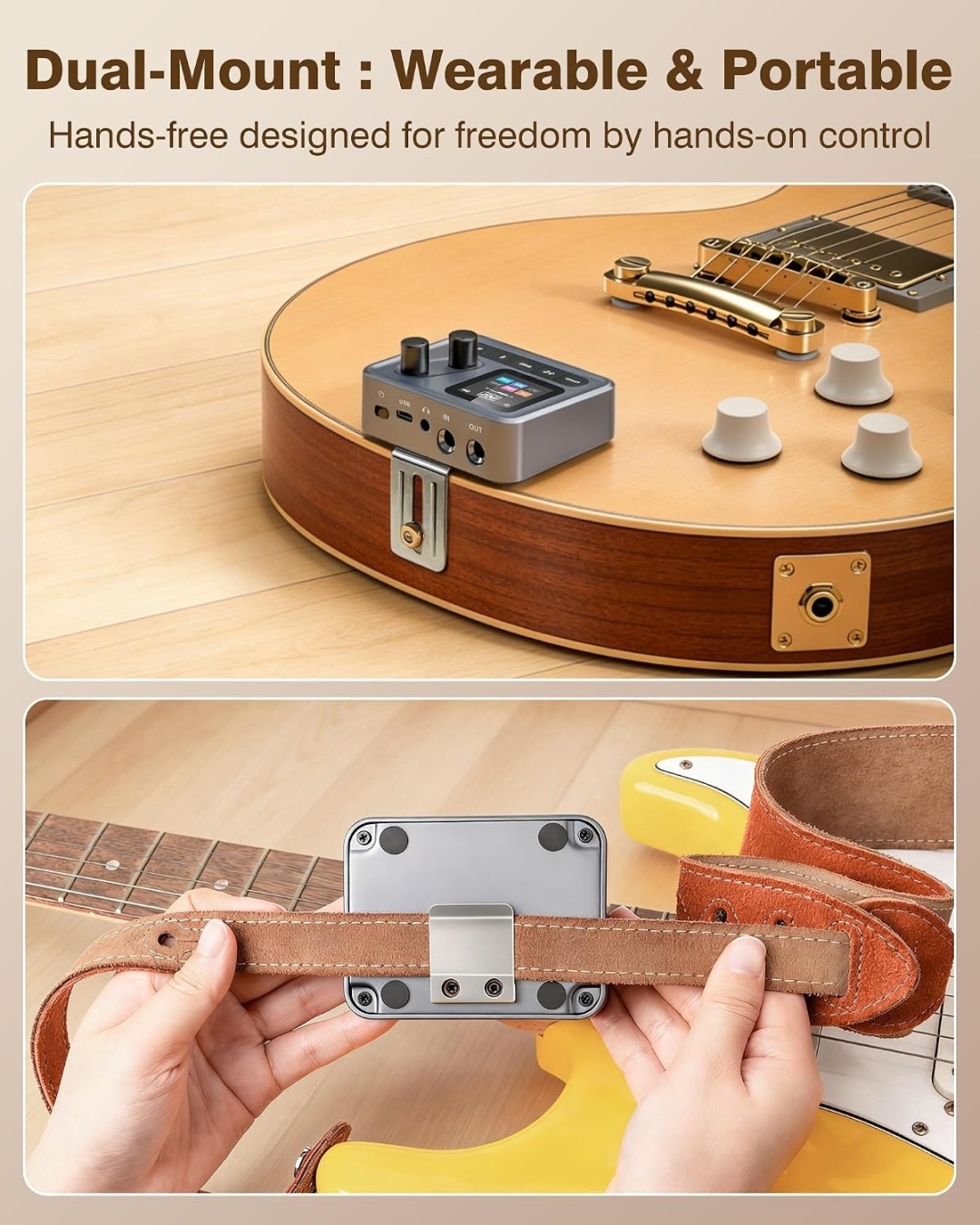 Processor mounted to guitar strap