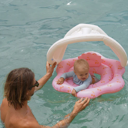 Baby Swim Ring with Canopy – Soft Seat & Headrest, for Toddlers 1+ (24‑33 lbs)