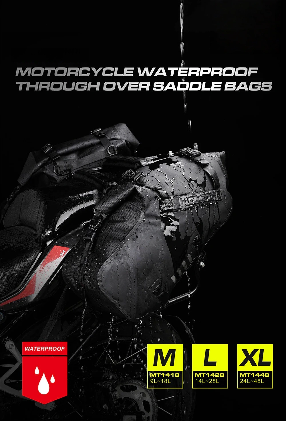 Waterproof Motorcycle Pannier Side Bag Set (18L / 28L / 48L Options) – Rackless Adventure Touring Saddlebags