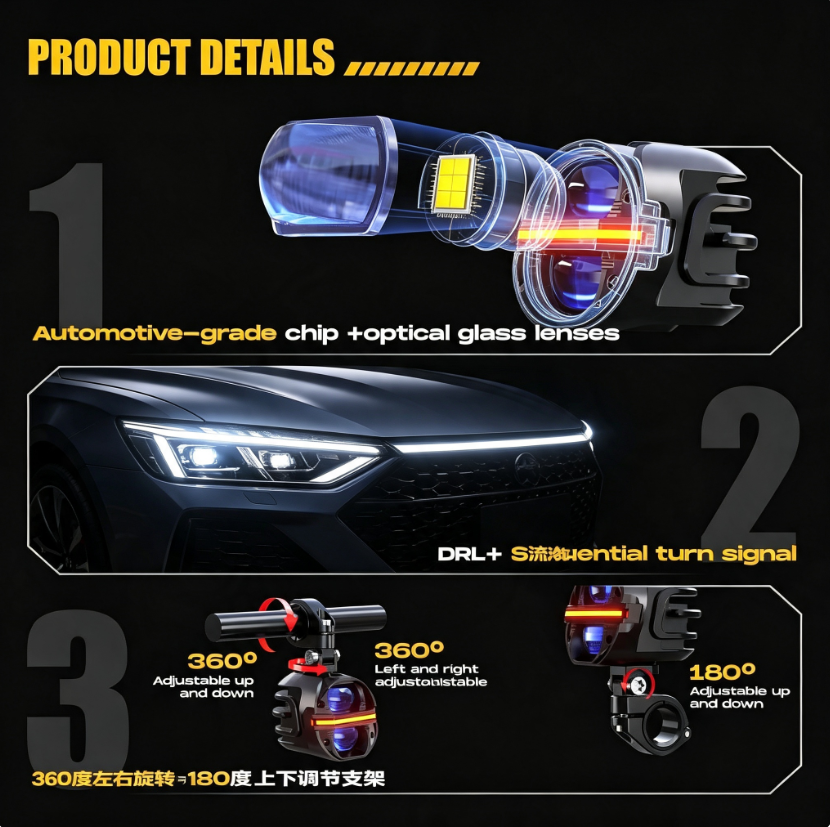 ⚡ Conquer the Night: 120W Amber LED Auxiliary Lights with DRL & Strobe