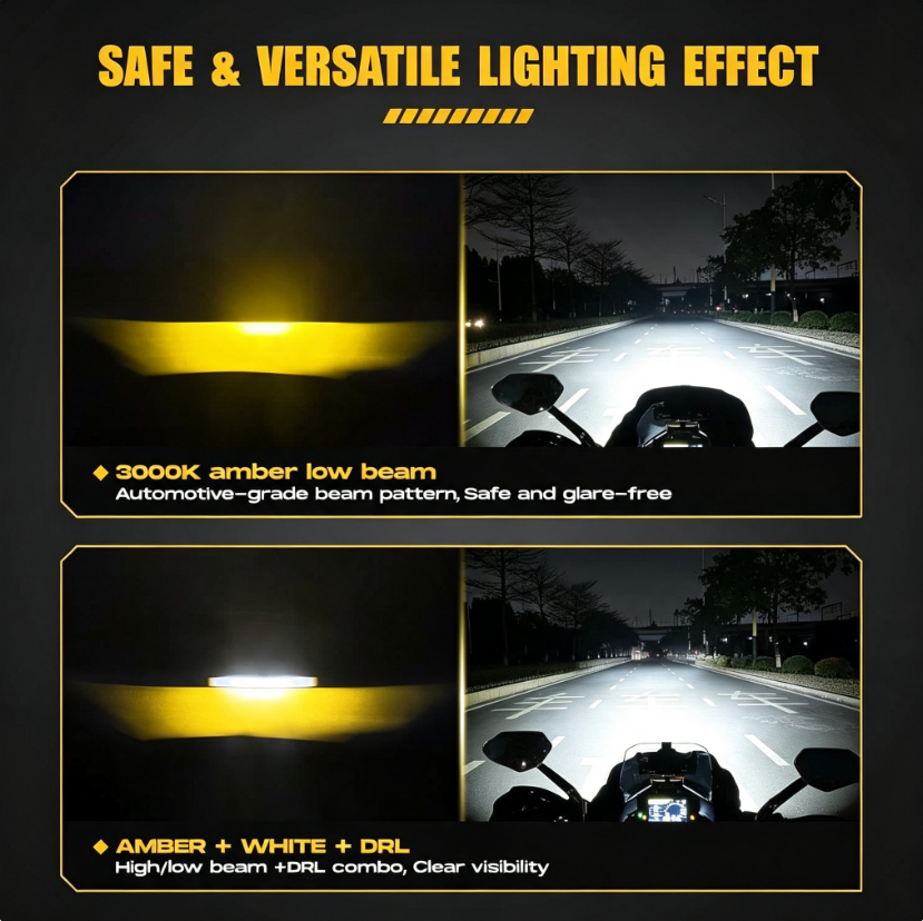 ⚡ Conquer the Night: 120W Amber LED Auxiliary Lights with DRL & Strobe