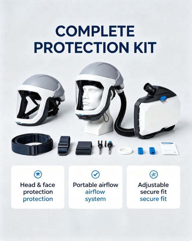 Powered Air‑Purifying Respirator Kit – 8‑20H Runtime, Hard Hat Helmet