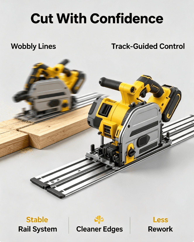 The Ultimate Cordless Track Saw Kit – Slice Through Hardwood Like Butter