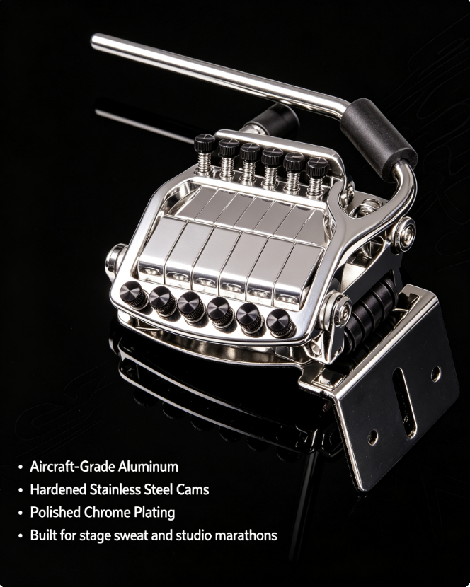 Lever‑Activated Alternate Tuning Bridge – Chrome, for Standard Electric Guitars