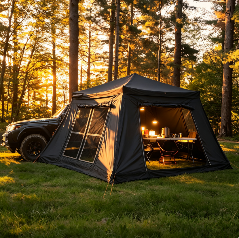 270° Awning Side Wall – Zipper-Connected, Double-Layer Camping Enclosure
