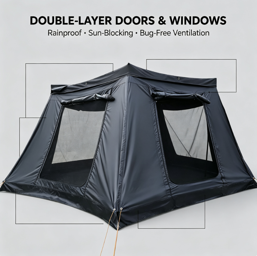 270° Awning Side Wall – Zipper-Connected, Double-Layer Camping Enclosure