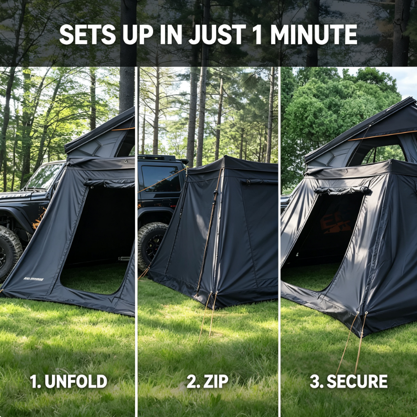 270° Awning Side Wall – Zipper-Connected, Double-Layer Camping Enclosure