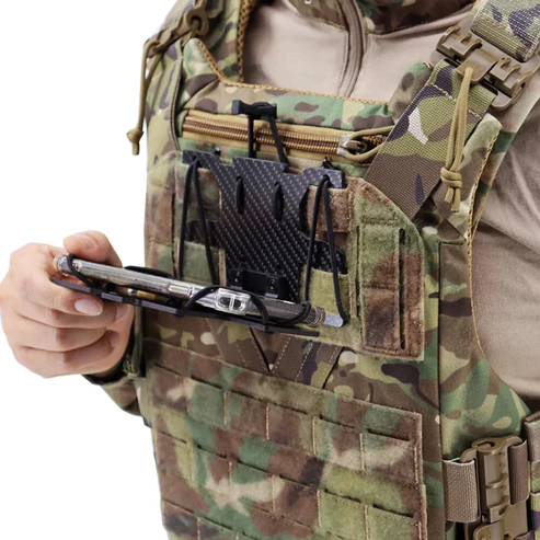 Carbon Fiber Chest Phone Mount – Hands-Free Phone Holder for Tactical Vests, Plate Carriers & Outdoor Gear 
