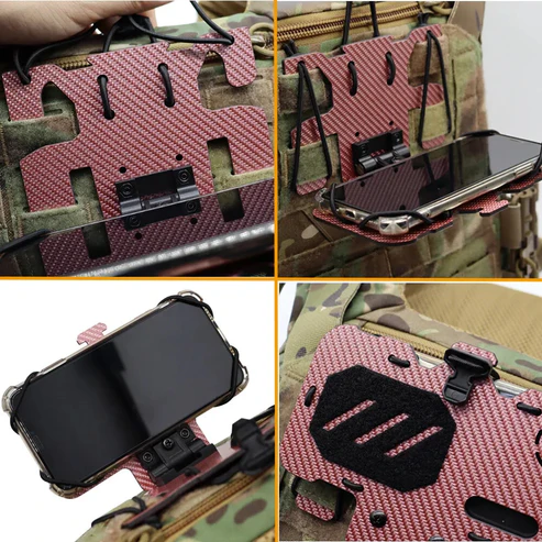 Carbon Fiber Chest Phone Mount – Hands-Free Phone Holder for Tactical Vests, Plate Carriers & Outdoor Gear 