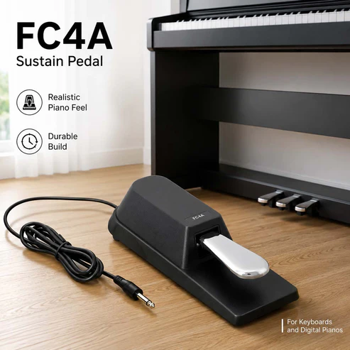 Piano‑Style Sustain Pedal – Universal 1/4″ Plug, 6ft Cable, Compatible with Keyboards & Digital Pianos